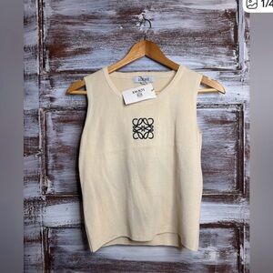 Loewe Beige Tank Top sweater best with Black Logo